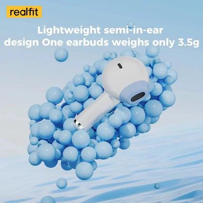 Realfit F2 TWS Bluetooth Earbuds – HiFi Sound, Waterproof True Wireless Earphones, Built-In Controls, Silicone Ear Tips, SBC Codec, Includes Charging Cable & Manual