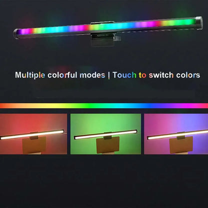 RGB Monitor Light Bar – Upgraded Wide Clamp (9cm), Touch Dimming, LED Desk & Gaming Lamp