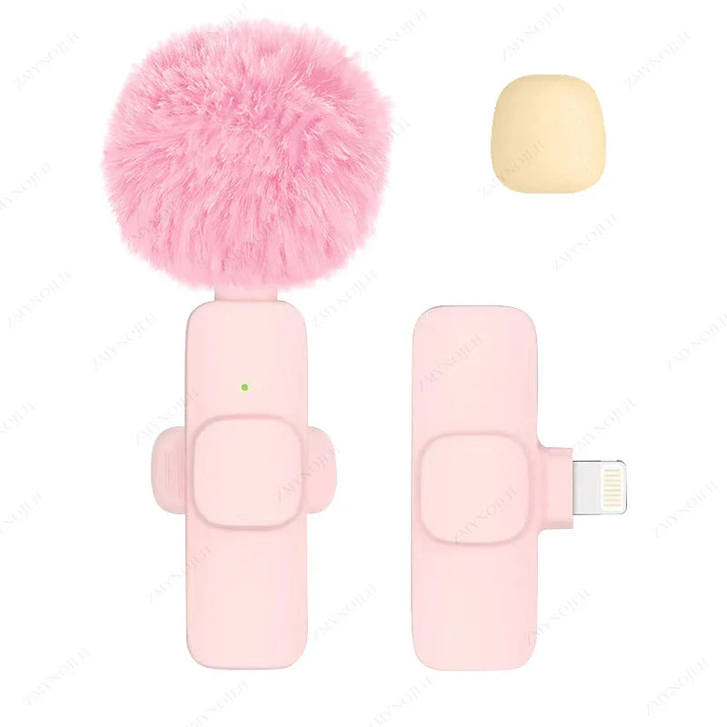 Wireless Lavalier Microphone Set (K1) – Dual Clip-On Mics + Receiver, 9ms Low Latency, Noise Reduction, Omnidirectional Pickup, 20m Range, 10-Hour Battery, Lightning/Type‑C Charging, iPhone/Android/PC/Camera Compatible