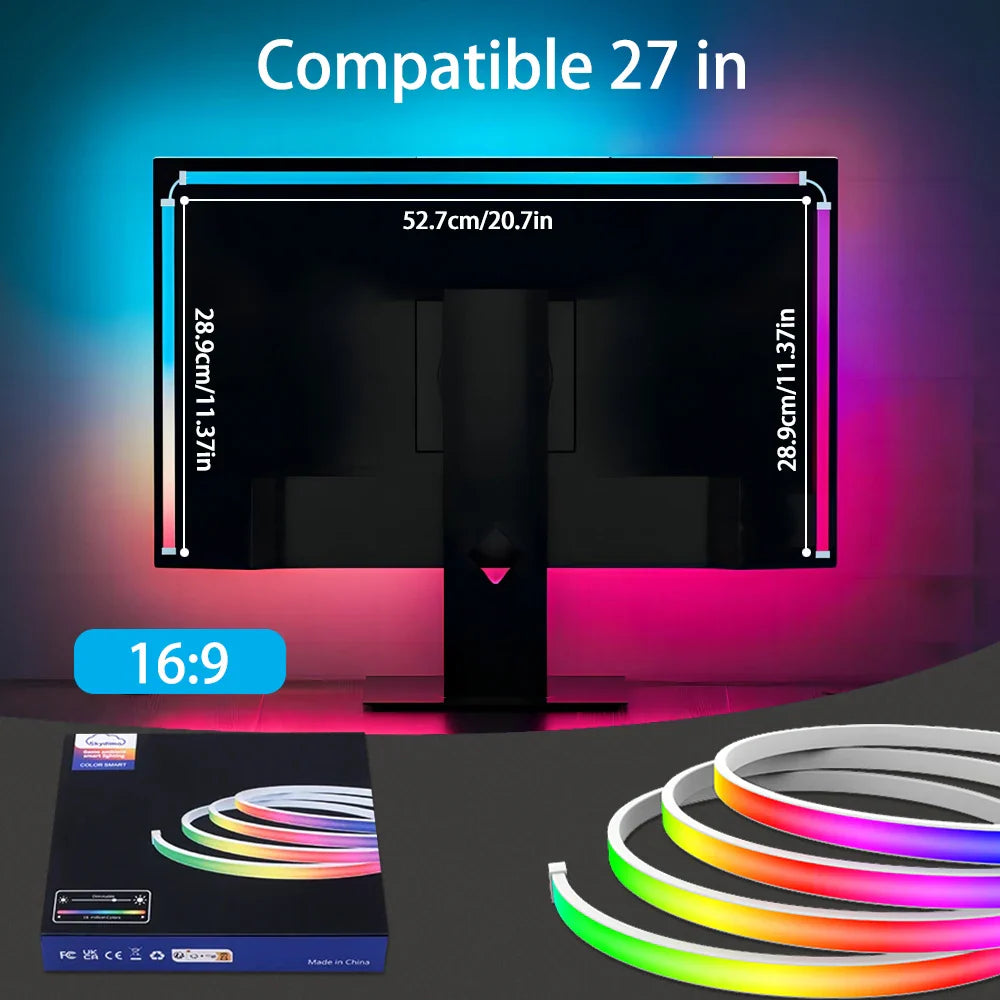RGB Monitor Backlight Strip for PC – USB Sync LED, App Control, SMD5050, 27–34" Display