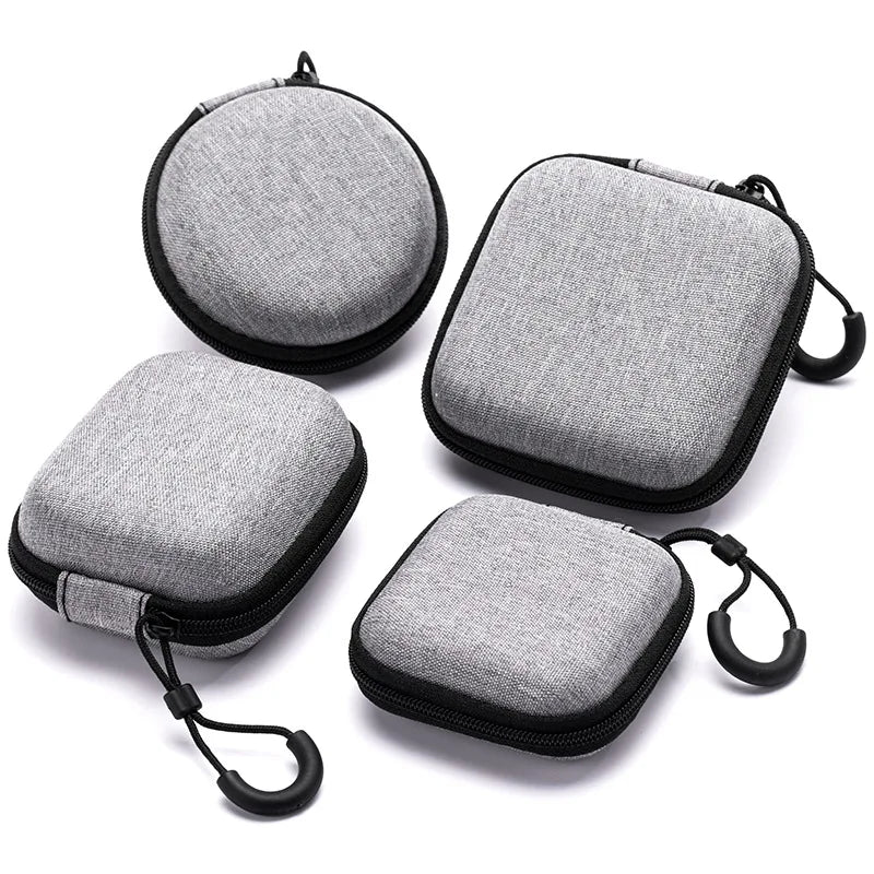 Portable Leather Earphone Case – Shockproof Hard Shell Storage Bag, Slim & Stylish Protection