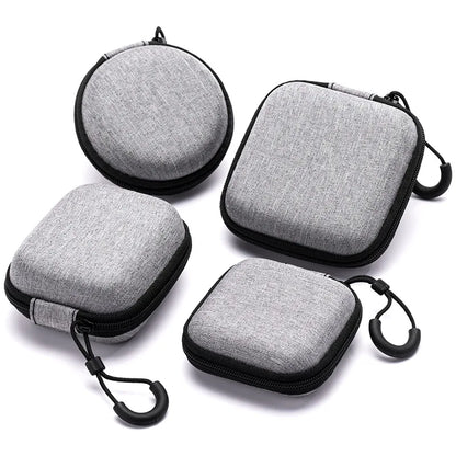 Portable Leather Earphone Case – Shockproof Hard Shell Storage Bag, Slim & Stylish Protection