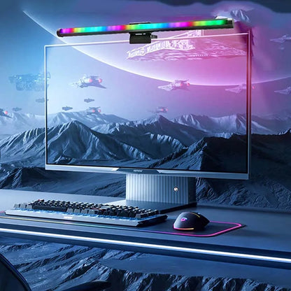 RGB Monitor Light Bar – Upgraded Wide Clamp (9cm), Touch Dimming, LED Desk & Gaming Lamp