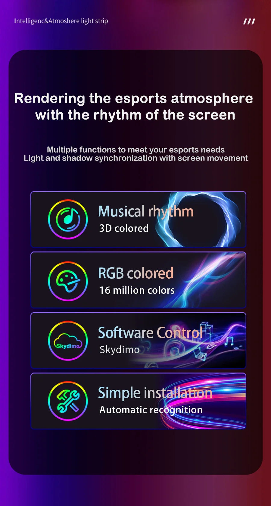 RGB Monitor Backlight Strip for PC – USB Sync LED, App Control, SMD5050, 27–34" Display