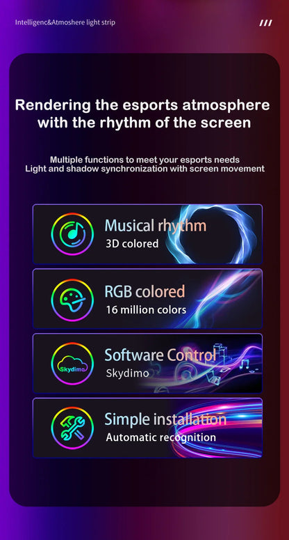 RGB Monitor Backlight Strip for PC – USB Sync LED, App Control, SMD5050, 27–34" Display