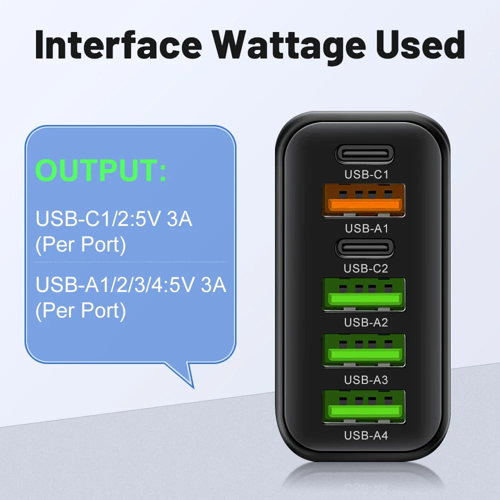 USB Wall Charger – 6-Port Fast Charging