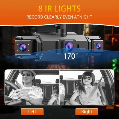 4-Channel 360° Dash Cam Car DVR – Front/Rear/Left/Right Recording, 24H Parking Monitor, G-Sensor, Loop Recording, Up to 128GB