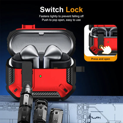 Carbon Fiber Switch Case Cover for Samsung Galaxy Buds 3/Buds 3 Pro – Hard Shell Protection, Secure Lock, Includes Cleaning Kit