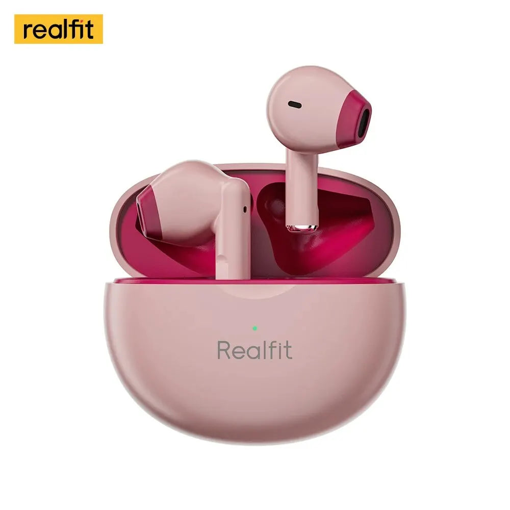 Realfit F2 TWS Bluetooth Earbuds – HiFi Sound, Waterproof True Wireless Earphones, Built-In Controls, Silicone Ear Tips, SBC Codec, Includes Charging Cable & Manual