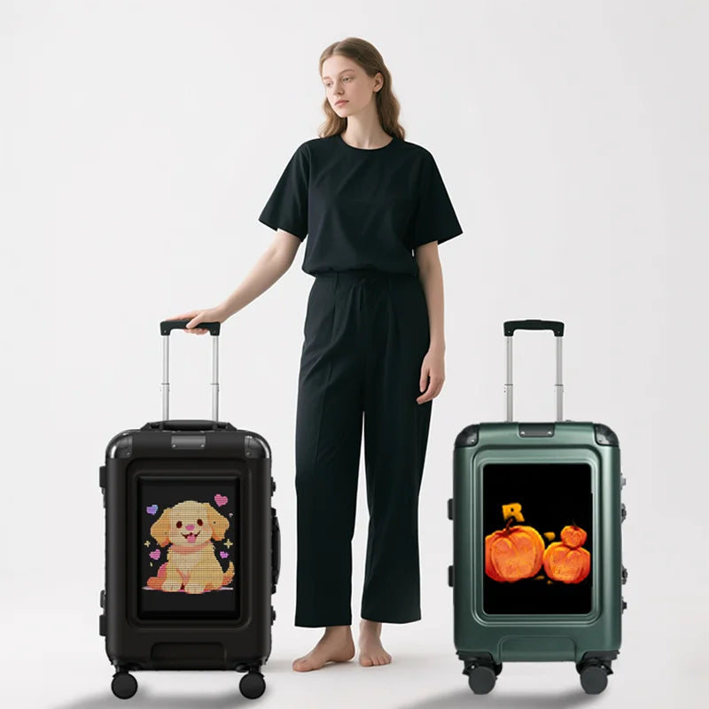 LED Smart Suitcase Trip Cabin Luggage Travel Suitcases Cabin Carrier 20 Inch Carrier Trolley Case Carry-On Suitcase