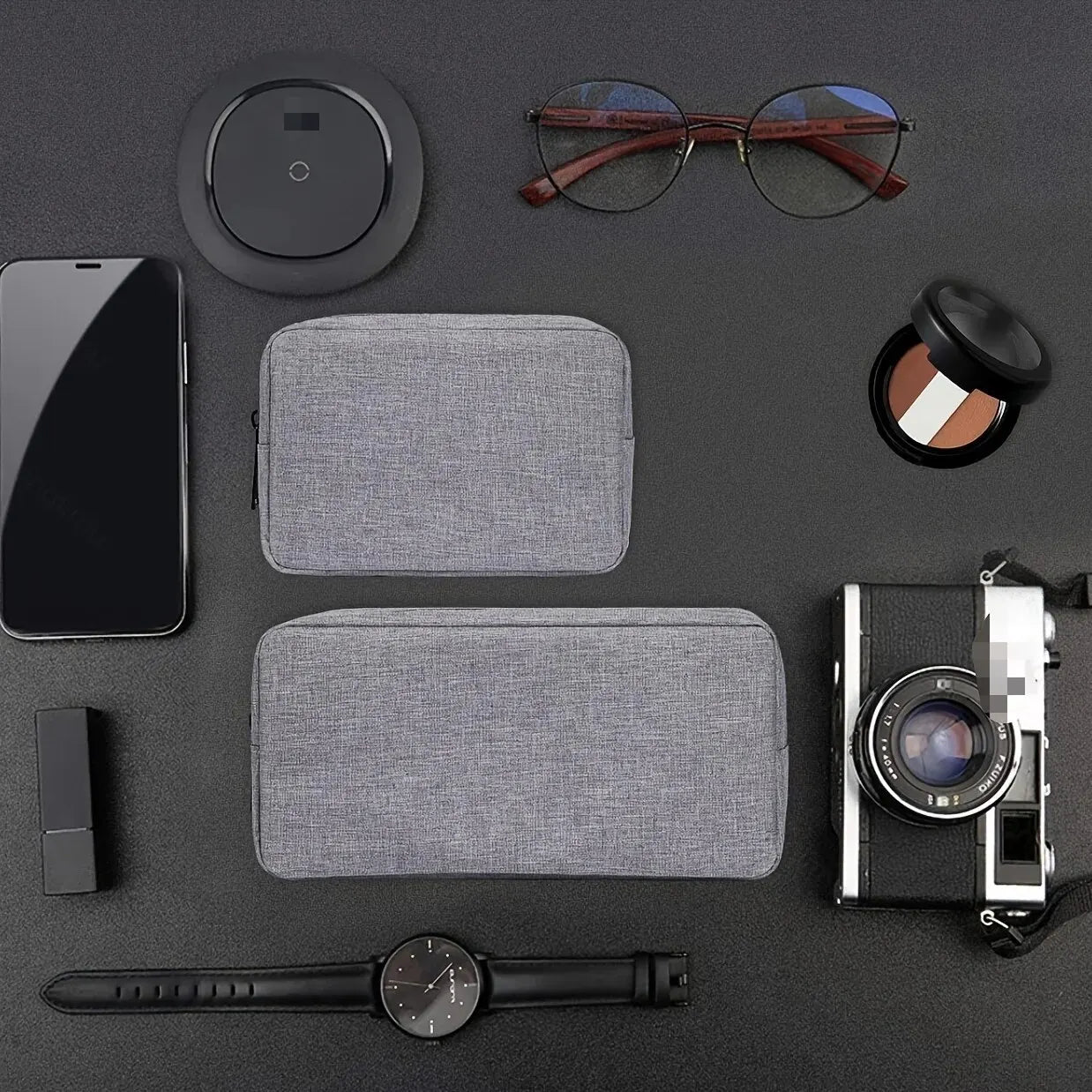 Cable Organizer Storage Bag – Travel Pouch for Electronics, Chargers, SD Cards & Power Bank, Antique Style, 17"×11.5"×5.5"