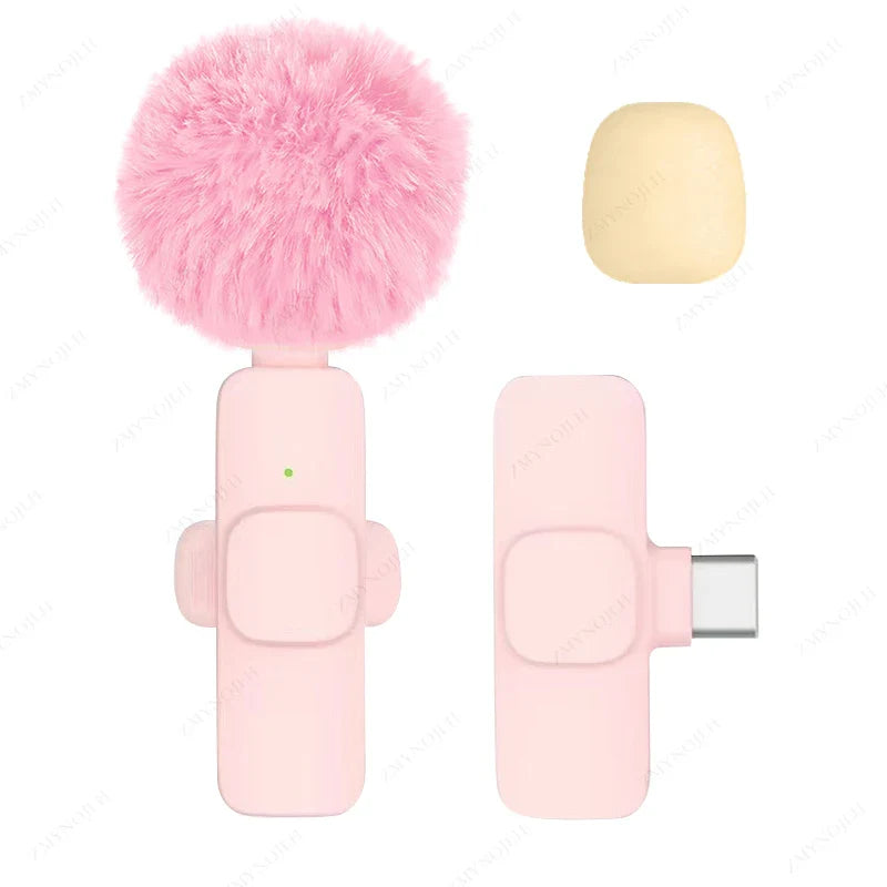 Wireless Lavalier Microphone Set (K1) – Dual Clip-On Mics + Receiver, 9ms Low Latency, Noise Reduction, Omnidirectional Pickup, 20m Range, 10-Hour Battery, Lightning/Type‑C Charging, iPhone/Android/PC/Camera Compatible