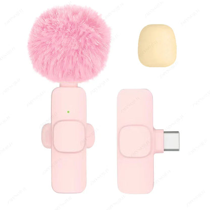 Wireless Lavalier Microphone Set (K1) – Dual Clip-On Mics + Receiver, 9ms Low Latency, Noise Reduction, Omnidirectional Pickup, 20m Range, 10-Hour Battery, Lightning/Type‑C Charging, iPhone/Android/PC/Camera Compatible