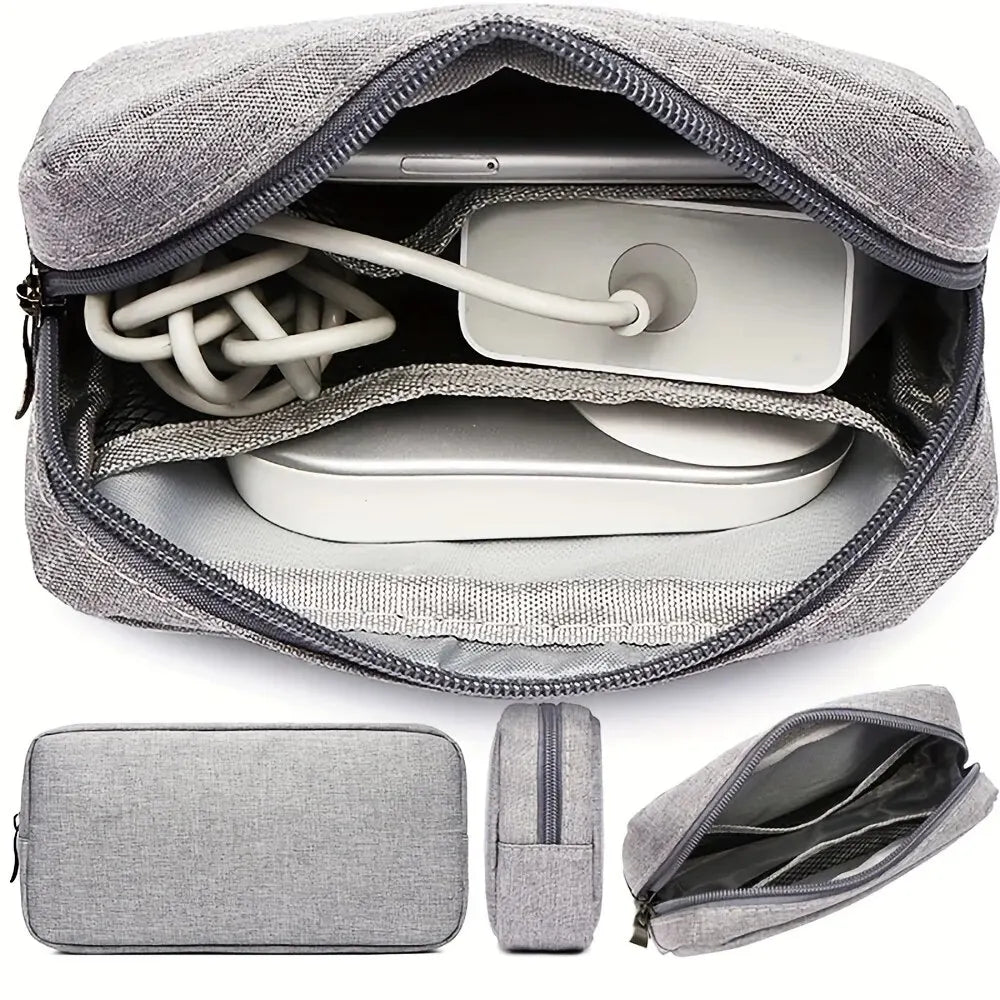 Cable Organizer Storage Bag – Travel Pouch for Electronics, Chargers, SD Cards & Power Bank, Antique Style, 17"×11.5"×5.5"