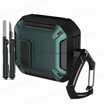 Carbon Fiber Switch Case Cover for Samsung Galaxy Buds 3/Buds 3 Pro – Hard Shell Protection, Secure Lock, Includes Cleaning Kit