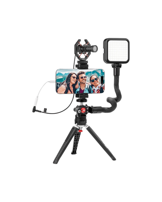 Smartphone Video Kit - Metal Microphone & Light for TikTok YouTube Podcast Equipment