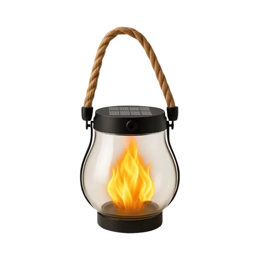 Solar Dancing Flame Lantern - Waterproof, Hemp Rope, Garden/Yard Decoration