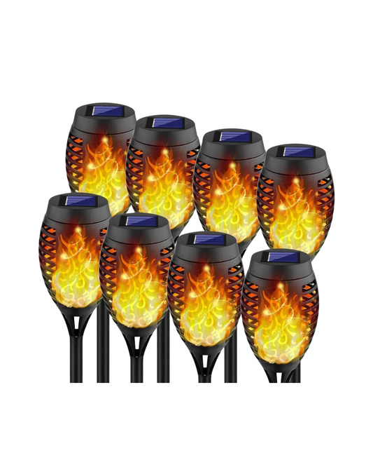 Flickering Flame Solar Path Lights (8 Pack): Waterproof Outdoor Torch Decor