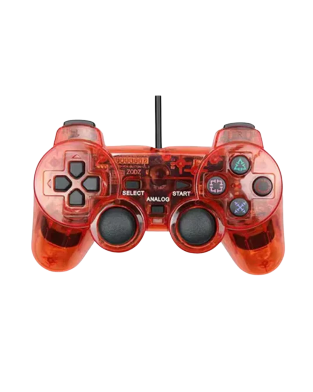 For Sony PS2 Wired Game Controller with Dual Vibration Transparent Color Snowflake Button PS2 Game Controller