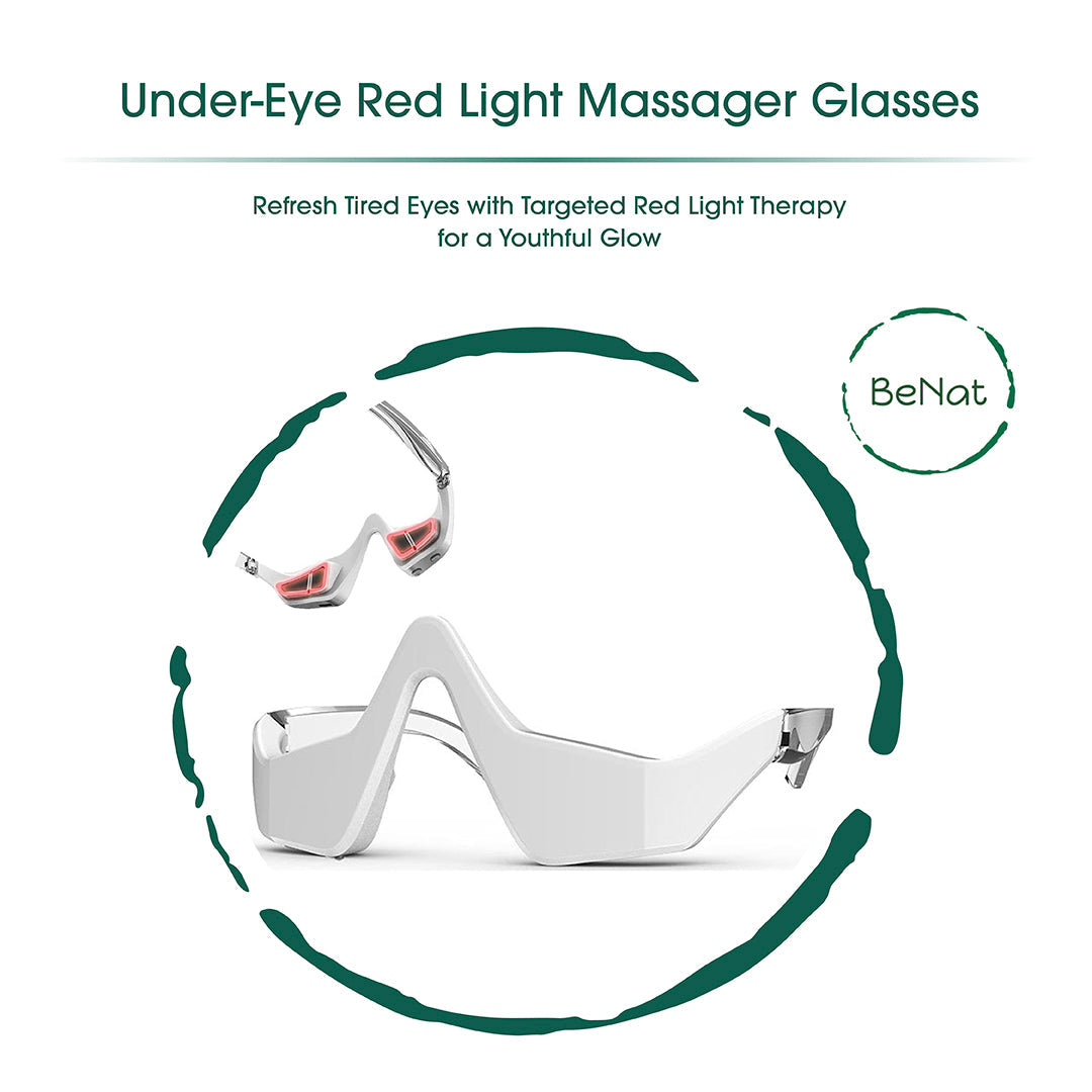 Under-Eye Red Light Therapy Massager – Dark Circle & Puffiness Reducer, Vibration Massage, USB Rechargeable