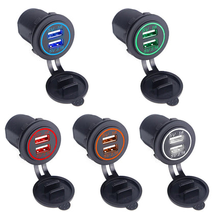 Dual USB Socket Mount Car Charger – Waterproof Panel Port