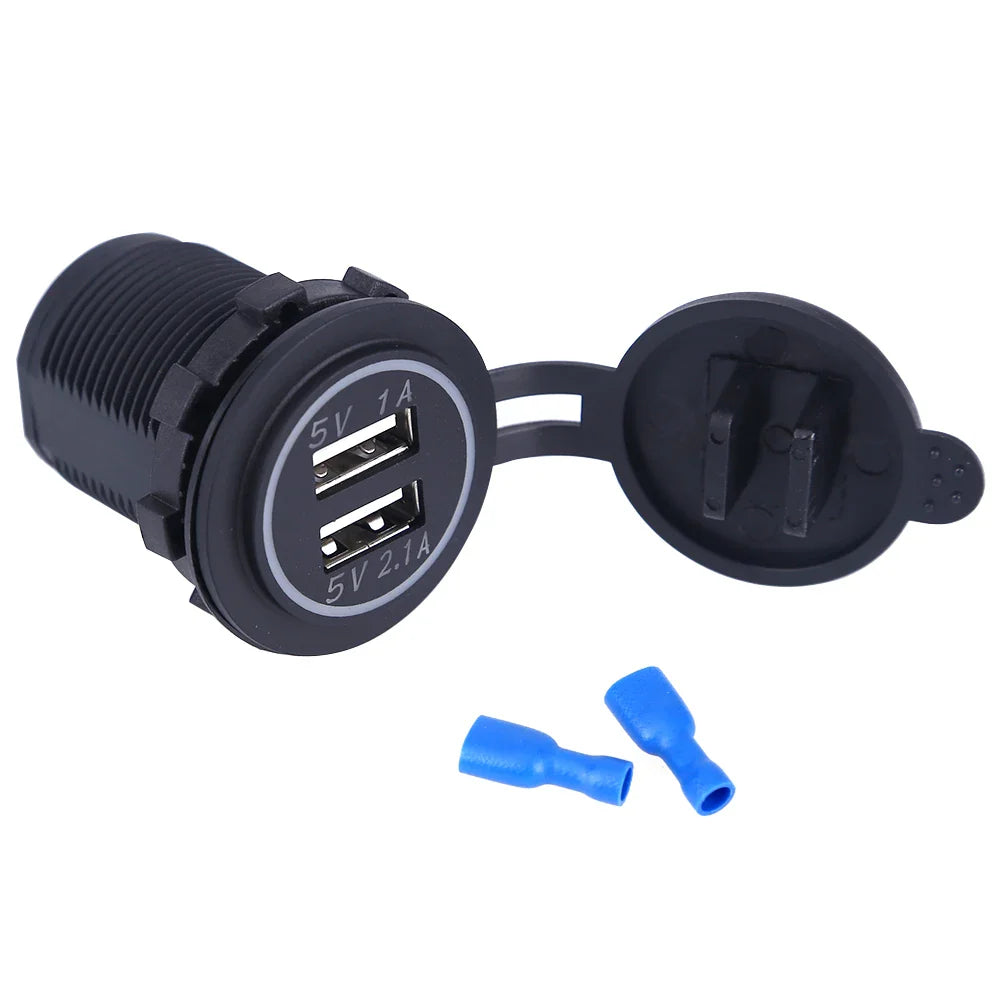 Dual USB Socket Mount Car Charger – Waterproof Panel Port