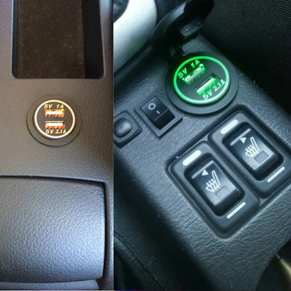 Dual USB Socket Mount Car Charger – Waterproof Panel Port
