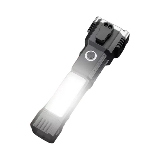 Car Safety Hammer - LED Flashlight with Seat Belt Cutter & Glass Breaker (Solar/USB)