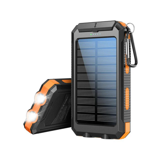 10000mAh Solar Power Bank - Wireless Car Charger with Dual USB & Flashlight