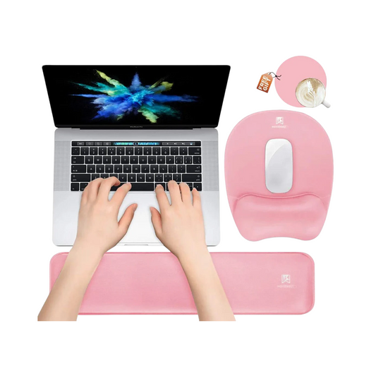 Ergonomic Memory Foam Wrist Rest Set - Pink Keyboard & Mouse Support