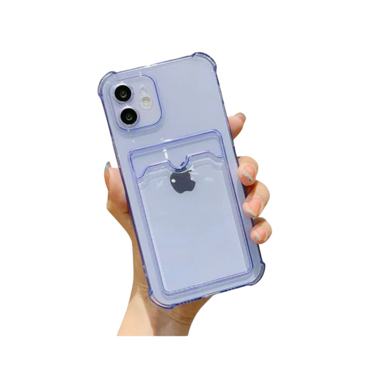 Clear Shockproof iPhone Case with Card Holder - Compatible with 15/13/12/11 Pro Max