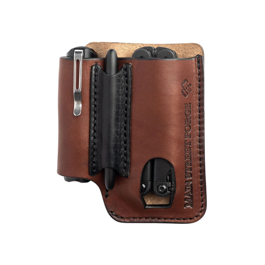 Leather EDC Belt Pouch - Multitool, Flashlight & Pen Organizer Sheath