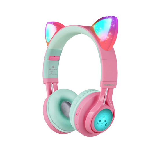 Cat Ear Bluetooth Headphones - Wireless Audio with LED Lights