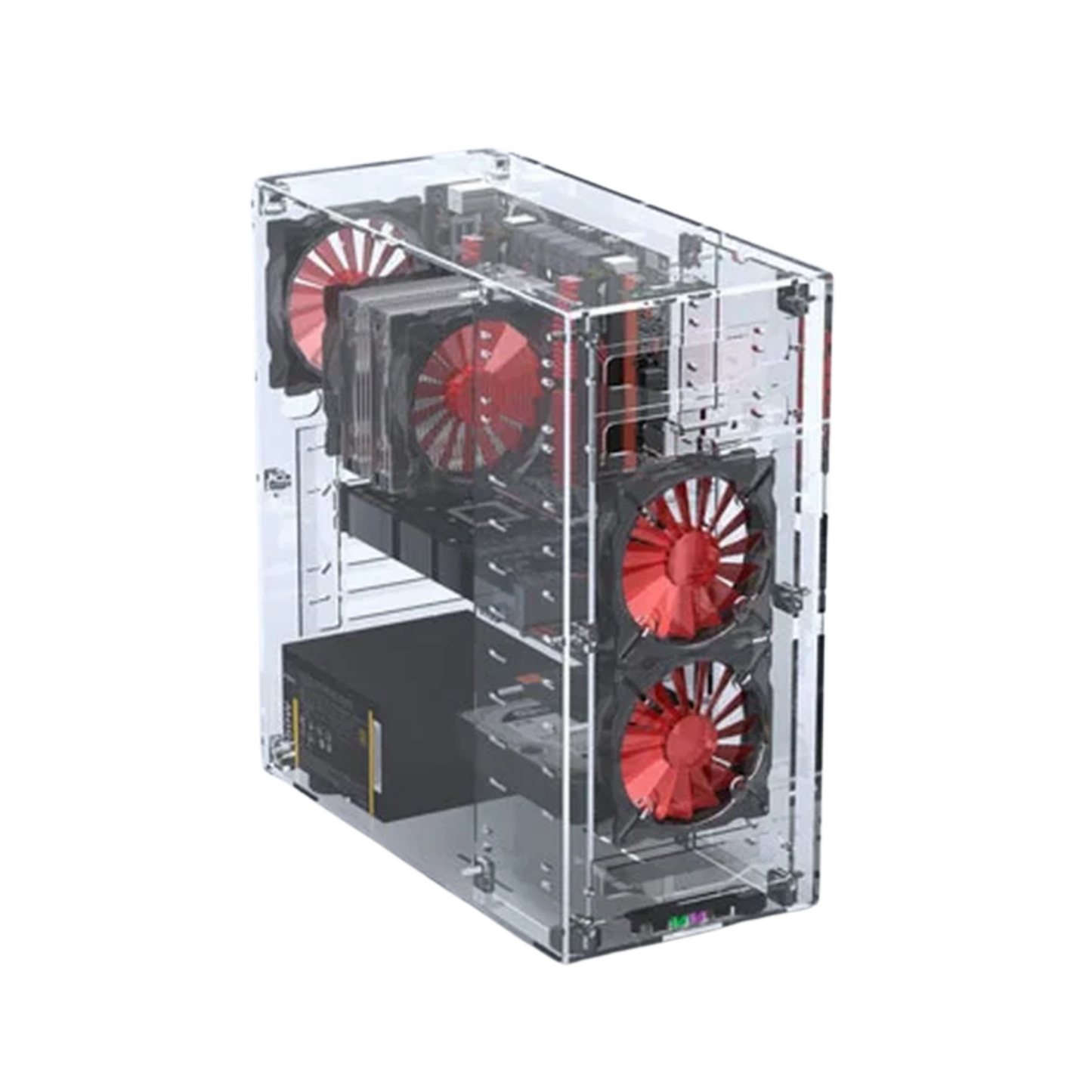 Caja de ordenador ATX transparente de acrílico DIY - Chasis vertical de escritorio para MATX/ITX