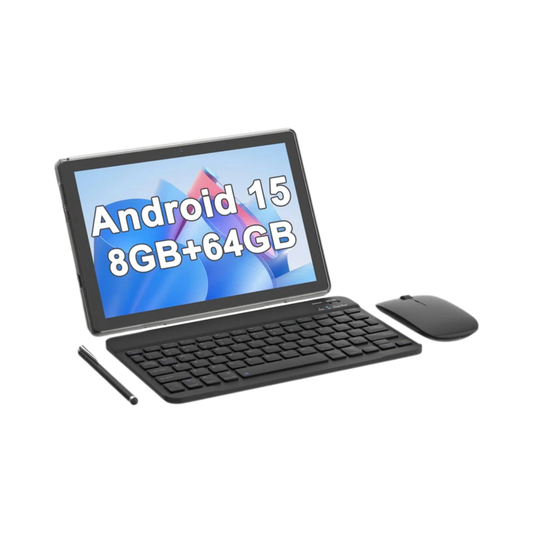 10.1" Android 15 Tablet - 8GB RAM, 64GB Storage, Full HD Display with Keyboard