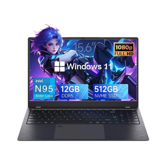 15.6" Windows 11 Pro Laptop - Intel Celeron N5095, 16GB RAM, 512GB SSD, Office 2024