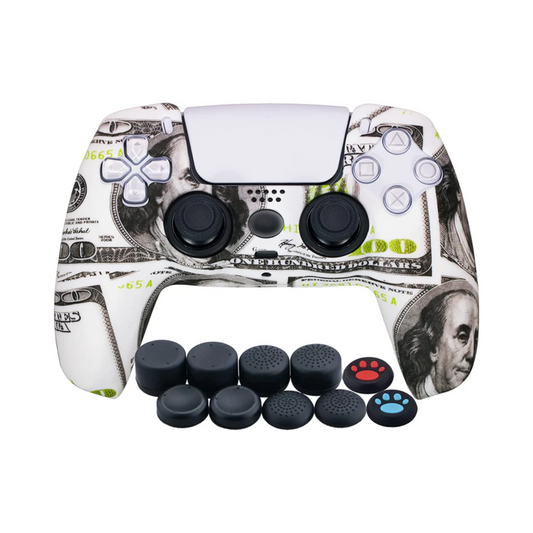 PS5 Controller Silicone Cover with 10 Thumb Grips - Water Transfer Print Design
