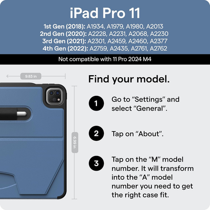 ZUGU iPad Pro 11" Case (2018–2022) – Slim Protective Cover, 5ft Drop Protection, 8-Angle Magnetic Stand, Apple Pencil 2 Wireless Charging, Auto Sleep/Wake, (Not for 2024 M4)