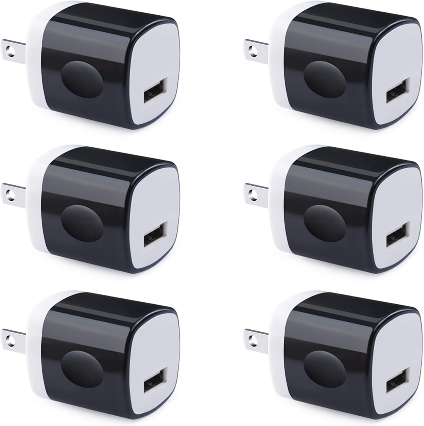 UorMe USB Wall Charger 6-Pack – 5V/1A Single Port, Compact Cube, 100–240V Global Voltage, CE/FCC/RoHS/UL Certified, Multi-Device Compatible