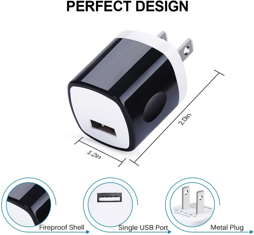 UorMe USB Wall Charger 6-Pack – 5V/1A Single Port, Compact Cube, 100–240V Global Voltage, CE/FCC/RoHS/UL Certified, Multi-Device Compatible