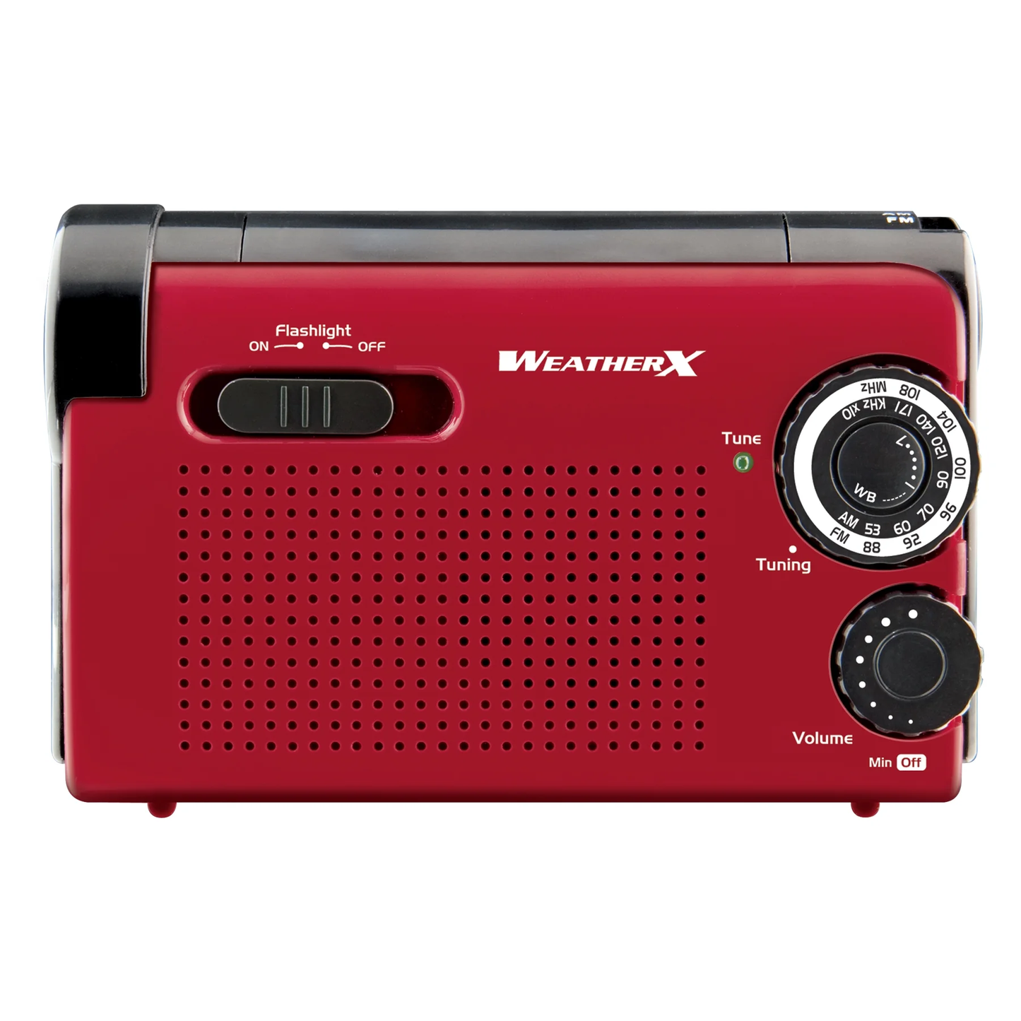 WeatherX AM/FM Weather Band Radio & Flashlight – NOAA Alerts, Hand Crank Power, Phone Charger, LED Light, Rechargeable Battery, USB/Micro-USB Cable Included