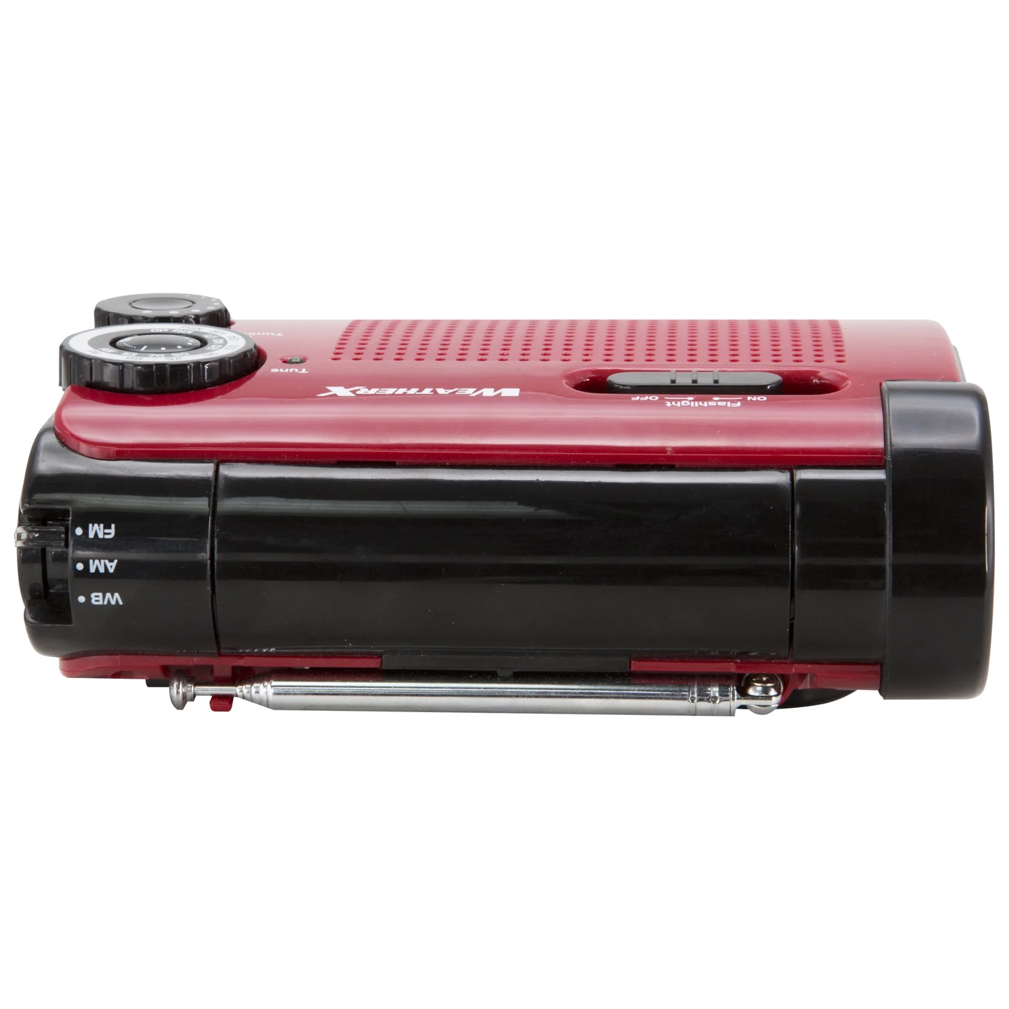 WeatherX AM/FM Weather Band Radio & Flashlight – NOAA Alerts, Hand Crank Power, Phone Charger, LED Light, Rechargeable Battery, USB/Micro-USB Cable Included