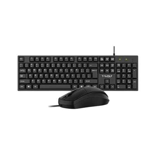 Wired USB Keyboard & Mouse Combo - 12 Shortcut Keys, Full-Size Ergonomic