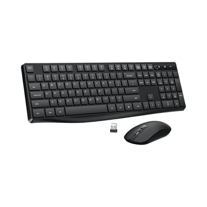 Wireless Keyboard & Mouse Combo - 104-Key, Battery Indicator, Silent Mouse