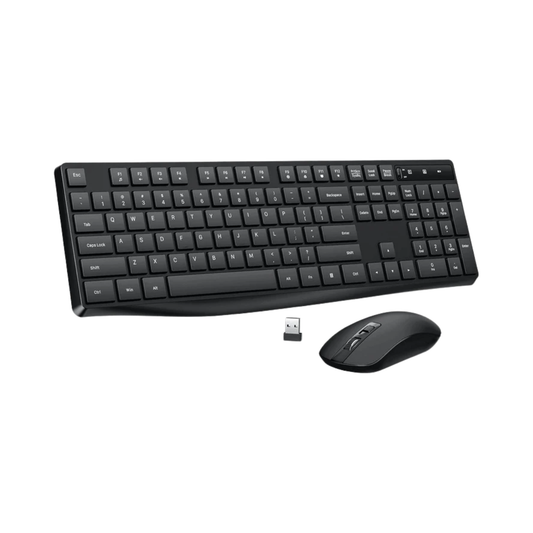 Wireless Keyboard & Mouse Combo - 104-Key, Battery Indicator, Silent Mouse
