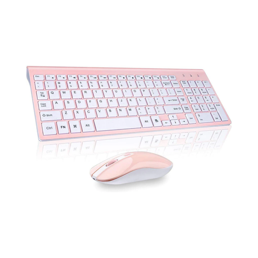 Wireless Keyboard & Mouse Combo – 2.4GHz Ultra-Thin Full-Size Set, Quiet Scissor Keys, One USB Receiver, 33 ft Range