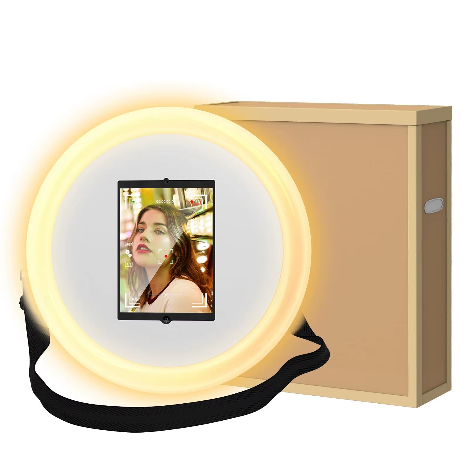 Portable Photo Booth Compatible with Any Ipad, Large Lightbox Ipad Photo Booth for Christmas Wedding Party Shell Stand Software