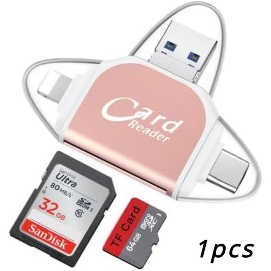 Multi-Port 4 In1 Universal SD TF Card Reader,4-In-1 Type C Camera Adapter Compatible with Iphone, Macbook Pro More USB C Devices