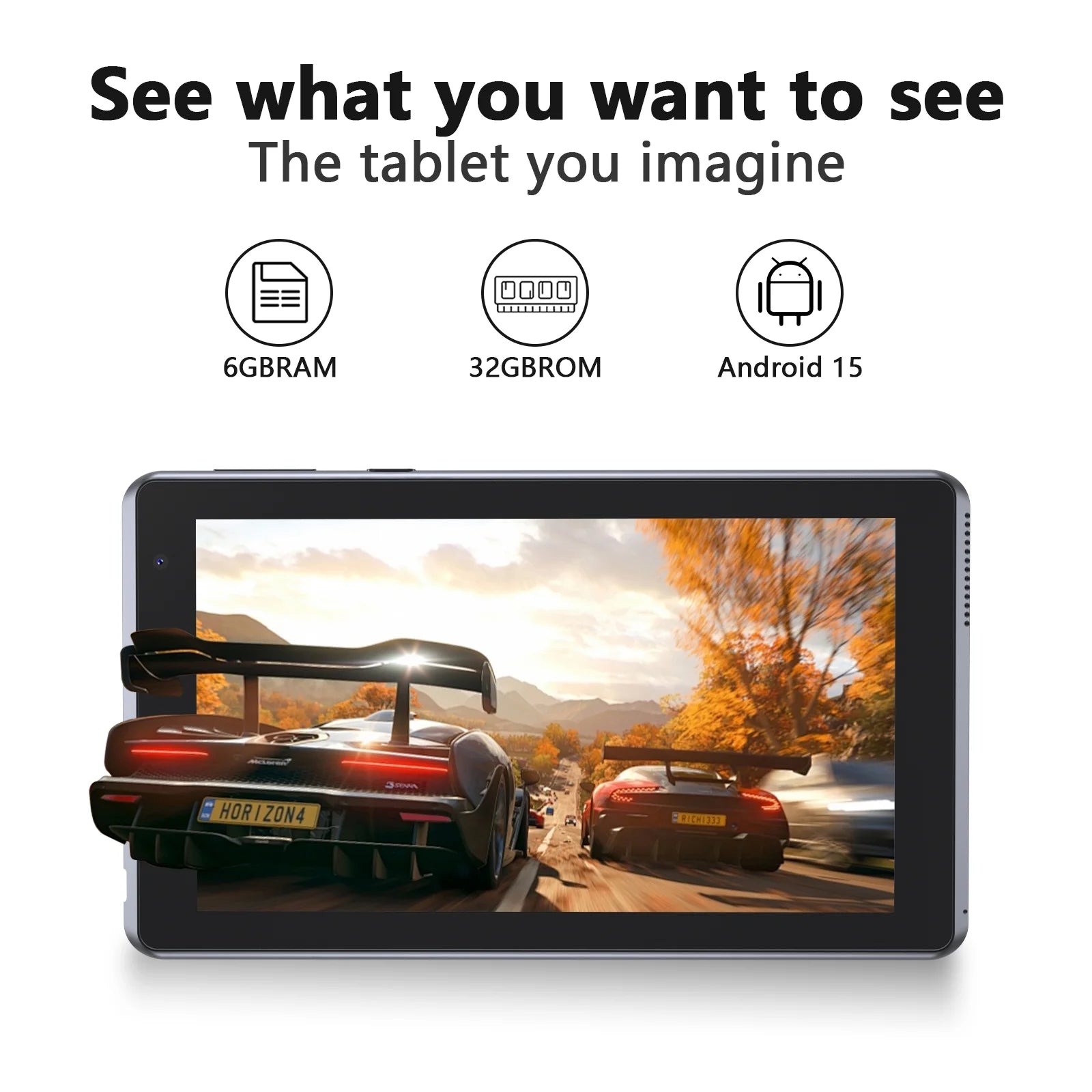 7 Inch Tablet, Android 15 Tablets RAM 6GB+ROM 32GB Quad Core Tablet, IPS Screen, 5.0 MP Camera, Wi-Fi, Bluetooth, GPS, FM Tablet PC Black