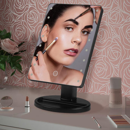 Lighted Makeup Mirror with Lights 16 Led Vanity Makeup Mirror with Adjustable Brightness and 180 Degree Rotation Touch Screen Dual Power Supply Gifts for Teens Girls Women